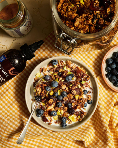 Spiced Tahini Granola with Date Syrup & Pistachios