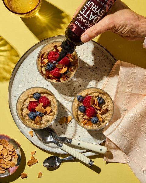 Overnight Breakfast Grains with Quinoa, Tahini & Date Syrup