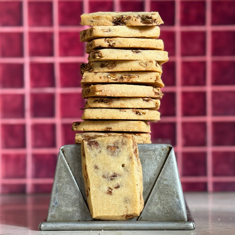 Caramelized Almond and Cinnamon Artisan Shortbread Cookies, Stack of 12