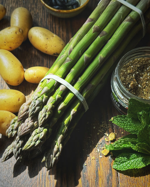 Asparagus and Potato Salad with Black Garlic Ranch