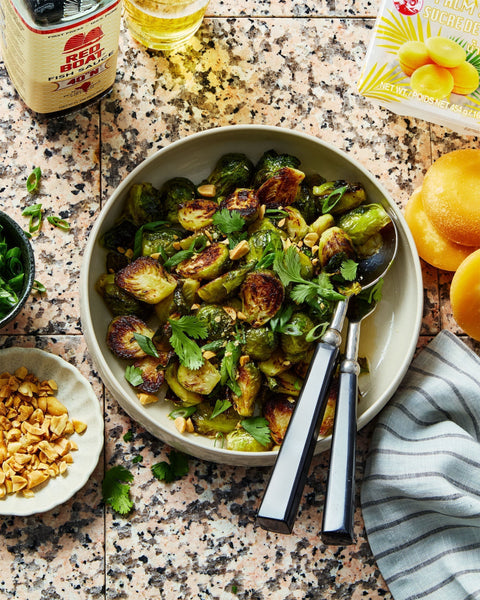 Roasted Brussels Sprouts with Red Boat Fish Sauce and Palm Sugar