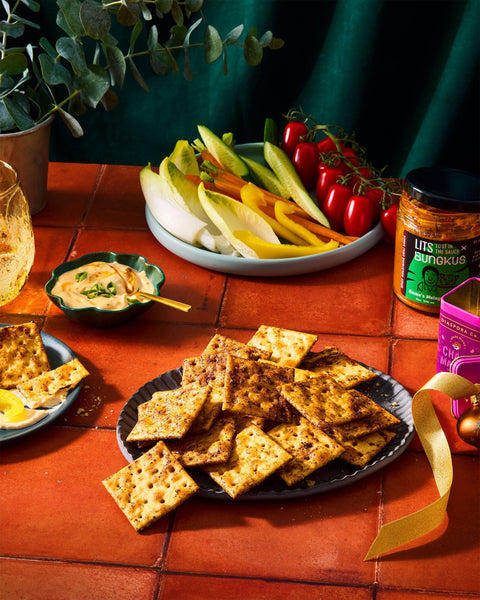 Holiday Snacks with a Kick: Sambal Dip and Chaat Masala Party Crackers
