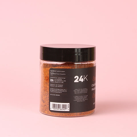 A Jar of Espelette Crushed Chili Powder Ingredients Panel