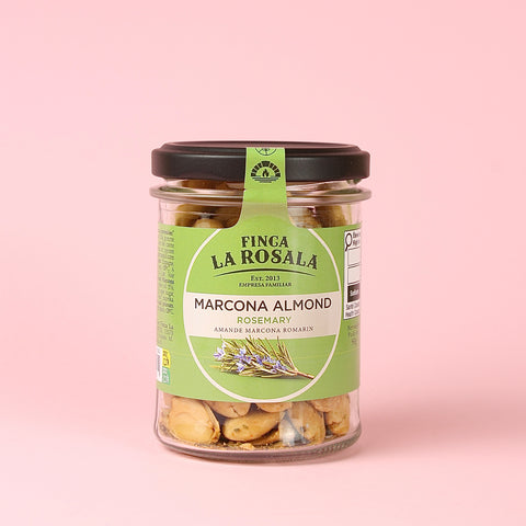 A jar of Finca La Rosala Marcona Almonds Rosemary