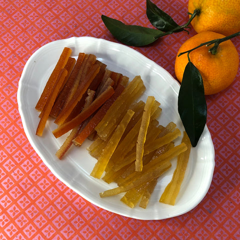 French Candied Orange & Lemon Batons on a Plate