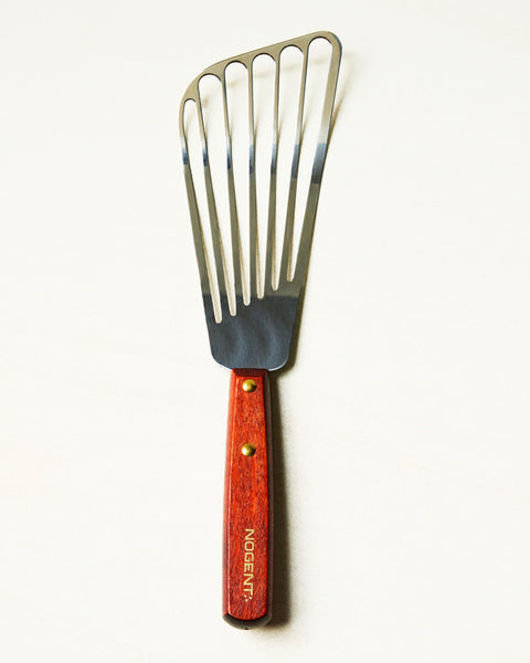 Nogent slotted fish spatula with wooden handle